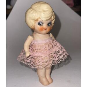 All Bisque Side Glancing Rattle Doll Jointed Movable Arms Japan 6" 1920s Flapper